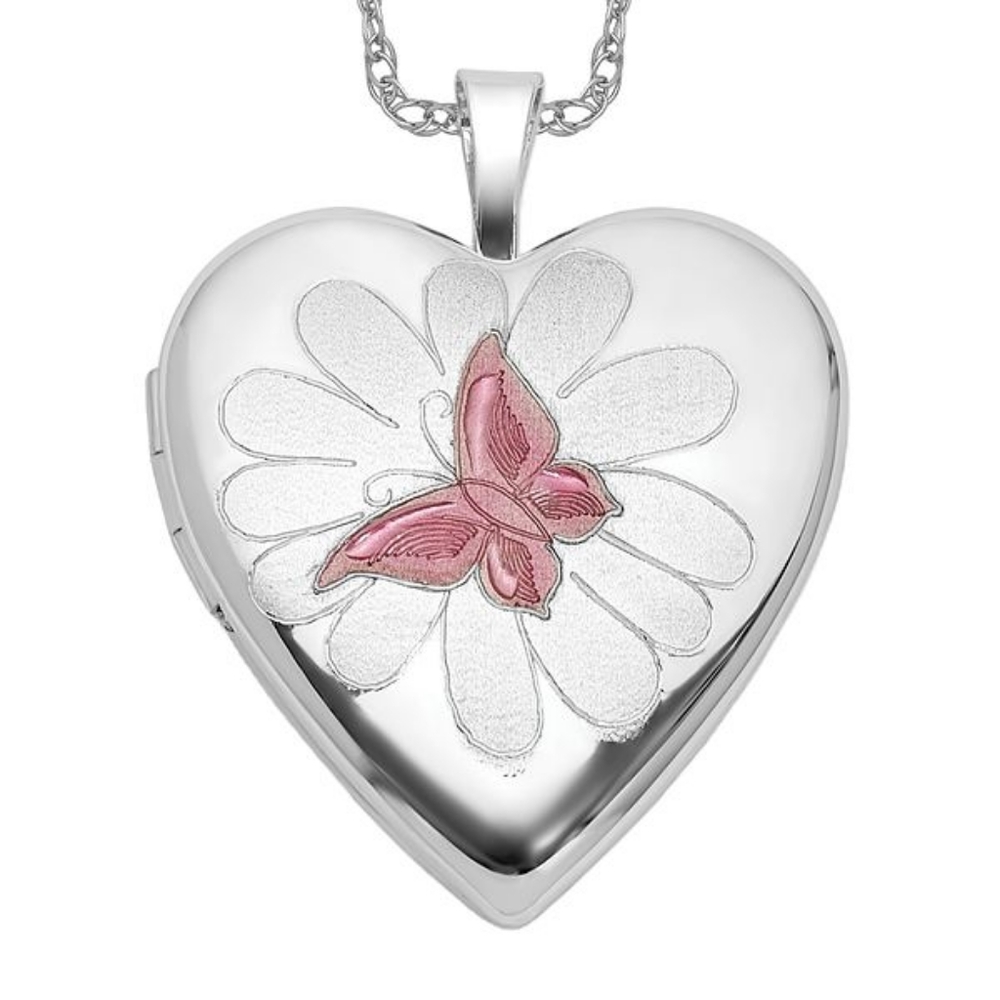 ICE CARATS Locket 925 Sterling 20mm Butterfly Heart Necklace Charm Pendant 18"
